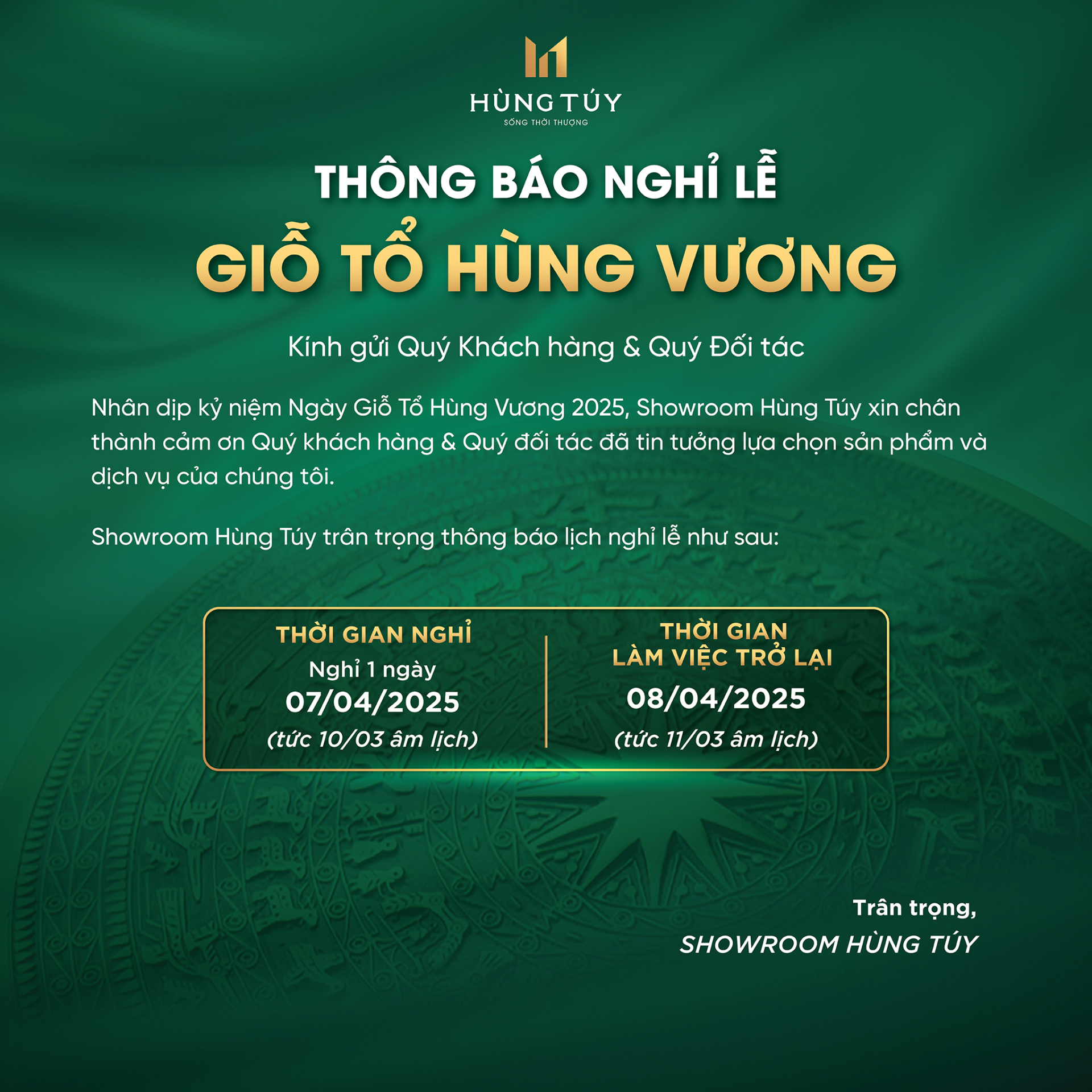 Thông báo lịch nghỉ lễ Giỗ Tổ Hùng Vương 2025