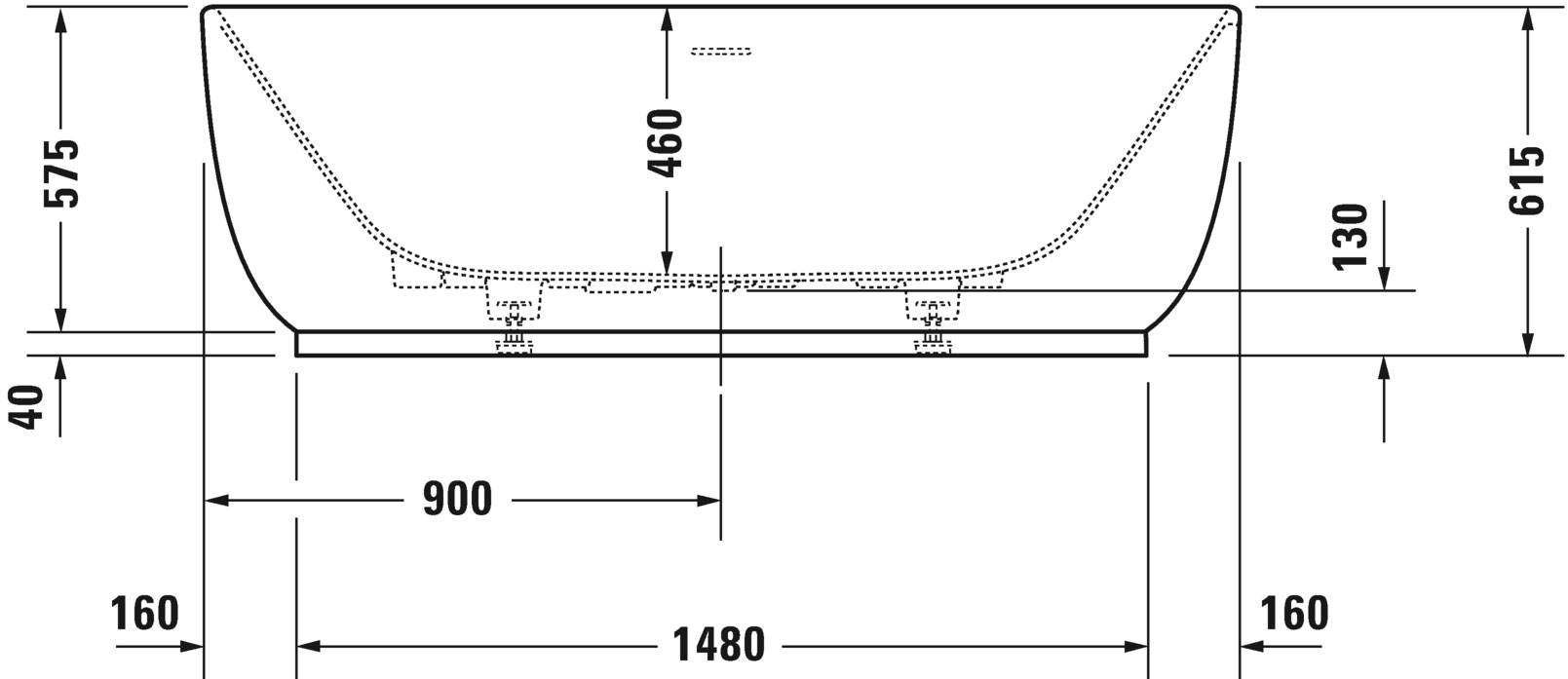 Bản vẽ bồn tắm Duravit - Freestanding LUV - 700434000000000