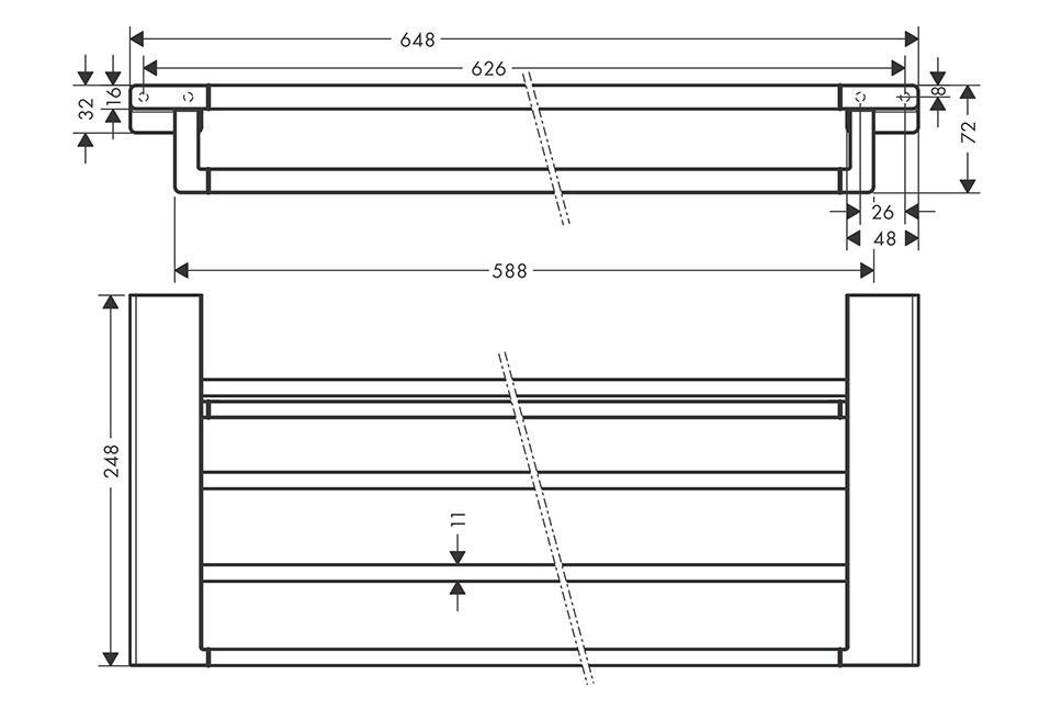 Bản vẽ thanh vắt khăn Hansgrohe - 41751000