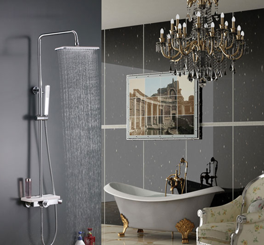 Phòng tắm đẹp hơn với sen vòi cây kết hợp giữa đài phun cố định và tay cầm linh hoạt