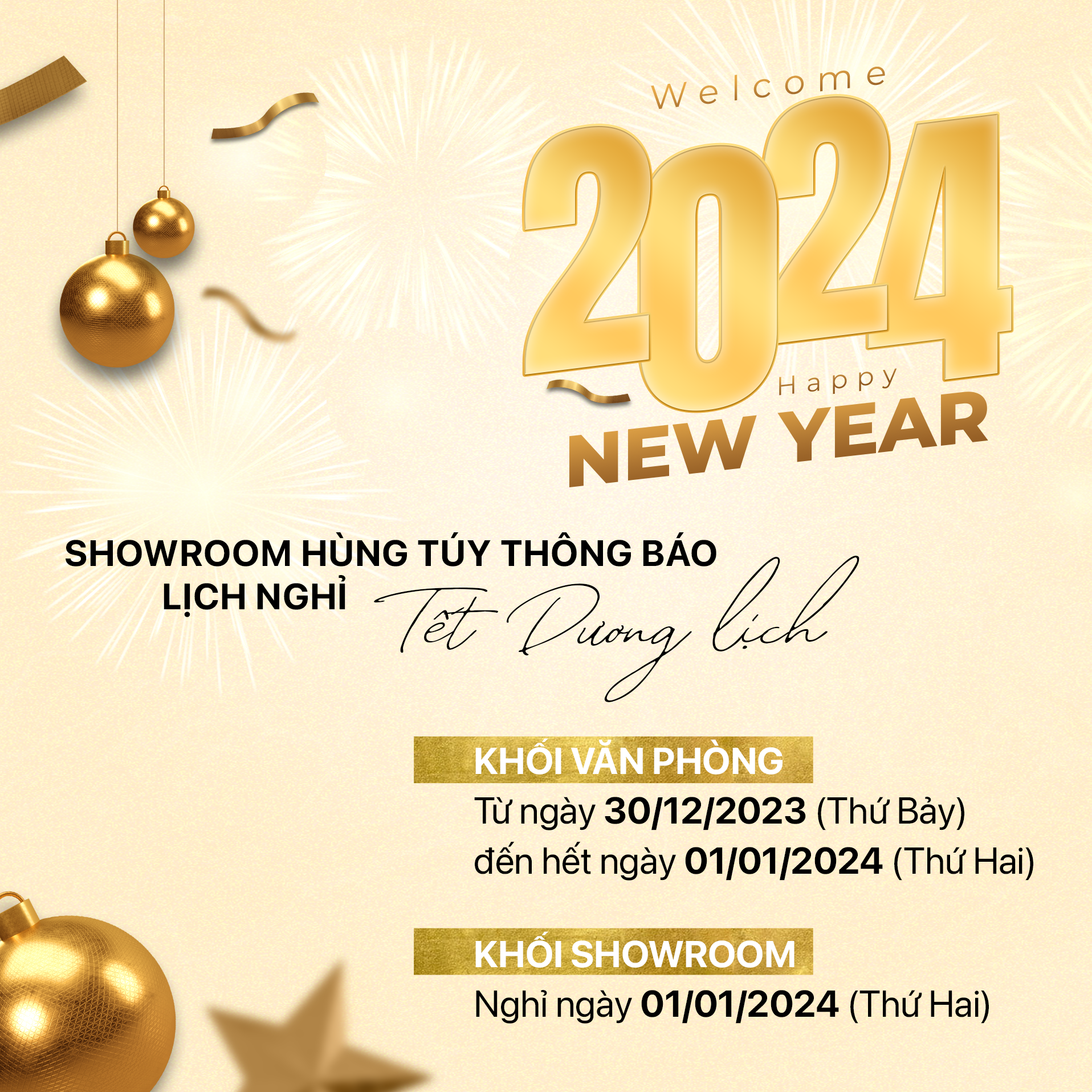 Thông báo nghỉ tết dương lịch 2024