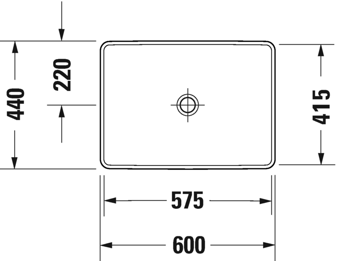 Bản vẽ kỹ thuật chậu dương bàn Duravit -  D-Neo 0358600000