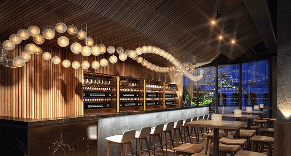 Bật mí ý tưởng đèn trang trí quầy Bar cực đẹp với Showroom Hùng Túy
