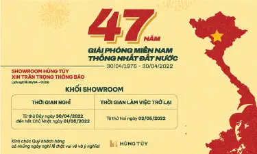 Showroom Hùng Túy: Thông báo nghỉ Đại lễ 30/4 và Quốc tế Lao động 1/5