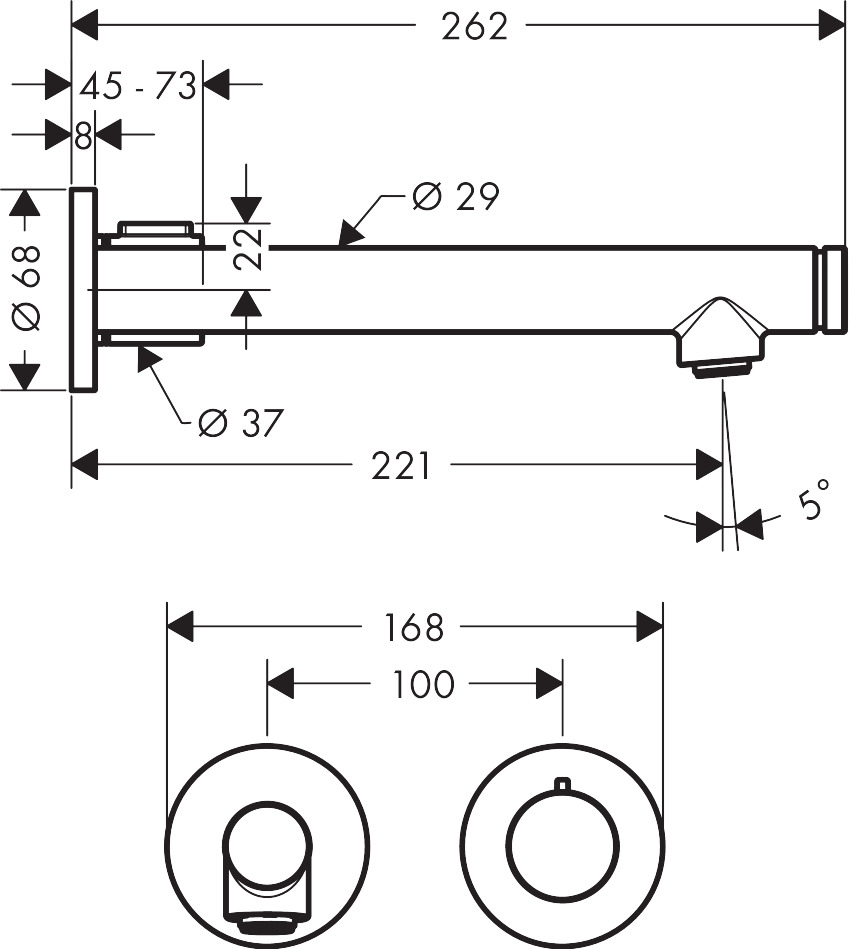 Vòi âm tường Axor Uno 45113000