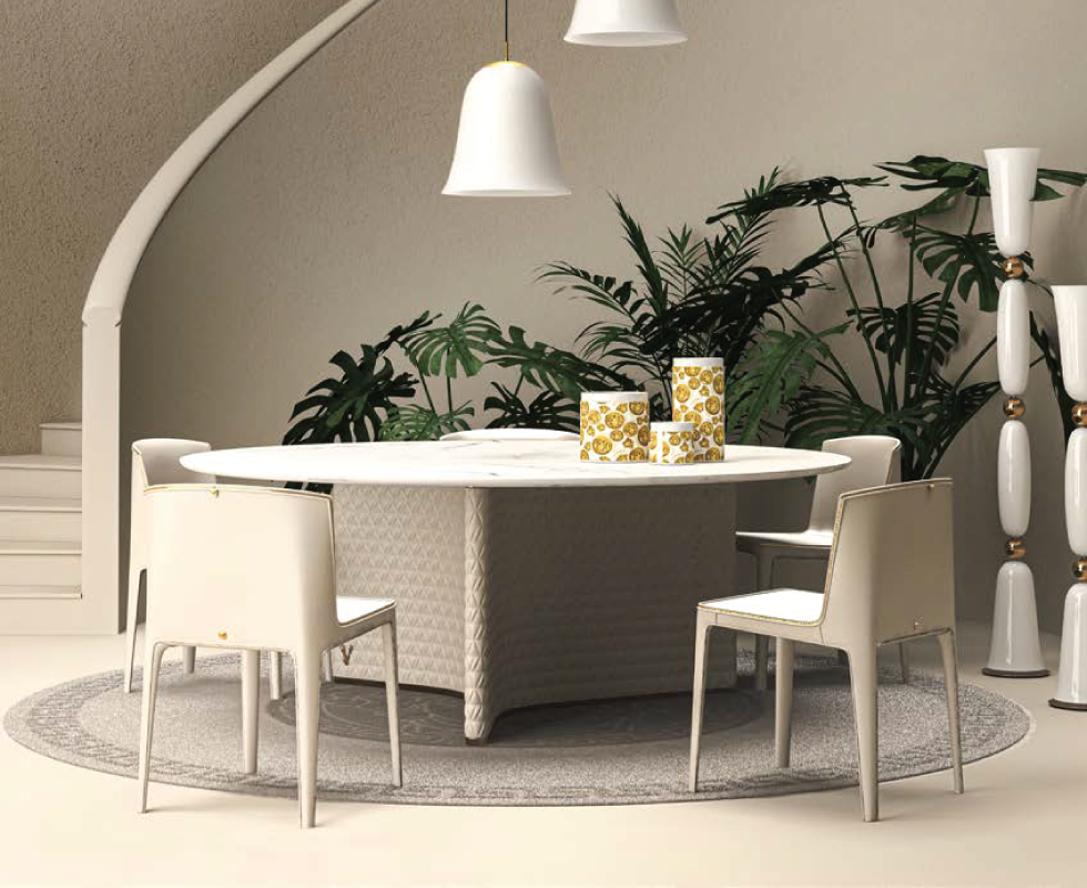 Bàn ăn tròn VERSACE HOME - V-marble/ đá Carrara Gioia